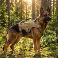 Harnais tactique en nylon pour chien, réglable, réfléchissant, avec poignée, pour chiens de taille moyenne/grande et chats de grande taille