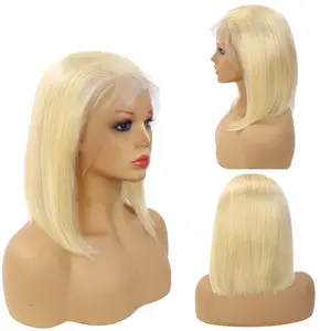 Blonde Bob 100% Human Hair Wigs、Blonde Bob Indian Lace Frontal Wig、Afro Unprocessed Cuticle Virgin Human Hair Bobかつら