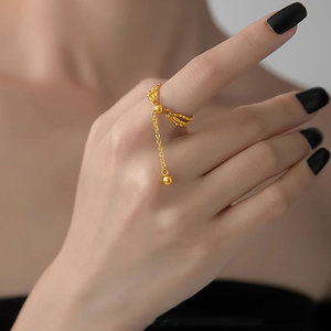 แหวนโซ่แบบซ้อนหลายชั้น ปรับขนาดได้ สำหรับผู้หญิง ทำจากสแตนเลสสตีล 316L ชุบทอง 14k 18k คุณภาพดี ไม่หมองคล้ำ สั่งทำได้จำนวนมาก - Product Image 1