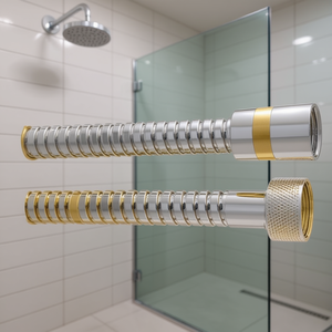 Tuyau de douche en laiton à double sertissage 200 cm Chrome Or - Product Image 1