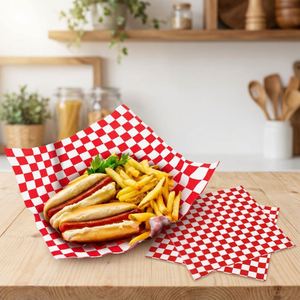 30*30cm Custom Offset Printing Plaid <b>Greaseproof</b> PE Coated <b>Paper</b> for Burger Sandwich Cookie Bread Wrapping - Product Image 1