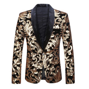 Shiny <strong>Green</strong> Floral Sequin Tuxedo Blazers Men One Button Shawl Collar Dress Suit <strong>Jacket</strong> Party <strong>Dinner</strong> Wedding Prom Singer Costume - Product Image 3