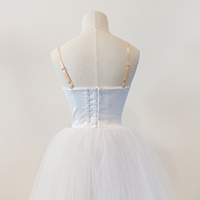 R0186 Robe longue tutu de ballet romantique blanche pour filles, ornée, costume de danse classique pour spectacle sur scène