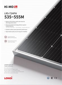 Longi แผงโซลาร์เซลล์ LR5-72HPH 550เมตรแผงเซลล์แสงอาทิตย์ PERC 550W 545W 540W 555W 600W 700W - Product Image 3