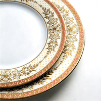 Vaisselle en Porcelaine Fine de Luxe, Style Européen, Ustensiles de Table en Céramique, Bols à Bord Doré, Ensemble d'Assiettes en Céramique