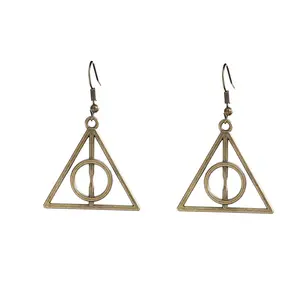 Harry magic potter deathly hallows liontin berlapis perak antik anting-anting aksesoris wanita