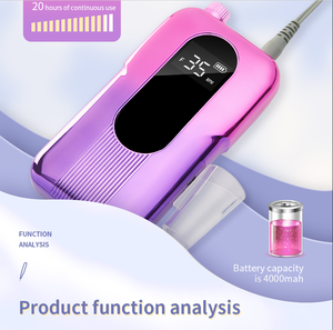 Fichiers E haute puissance 25 W 35000 tr/min de couleur dégradée gros LCD professionnel ongles <span class=keywords><strong>Dremel</strong></span> manucure électrique <span class=keywords><strong>sans</strong></span> <span class=keywords><strong>fil</strong></span> perceuse à ongles - Product Image 3