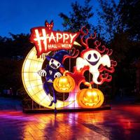 Lanternes de festival à thème de personnages de dessins animés d'Halloween, en tissu de soie, avec lumière LED, étanches, en forme de fleur, pour usage extérieur, prix d'usine, vente chaude