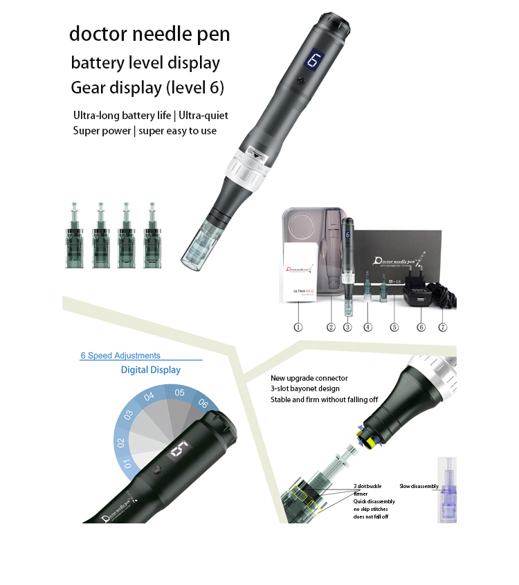2022 New Arrival Portable Derma Pen Microneedle Device Dr Pen E6 Nano Microneedle Pen