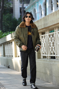 Áo khoác phi công <span class=keywords><strong>B</strong></span>-<span class=keywords><strong>15</strong></span> chất lượng cao mùa đông nam nữ, áo khoác len có cổ lông tháo rời, áo khoác bomber dành cho nam và nữ - Product Image 5