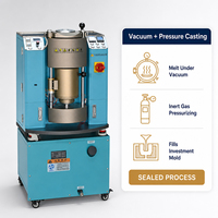 Máquina de Fundición de Joyería Semiautomática de 1 kg de la Marca Chengjiang, Equipo de Fundición por Presión al Vacío de Fusión Rápida, Controlado por PLC