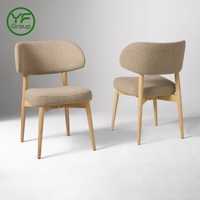 Chaise de salle à manger en bois massif de style nordique sur mesure, chaise d'appoint rembourrée en tissu, durable pour salon, café, banquet
