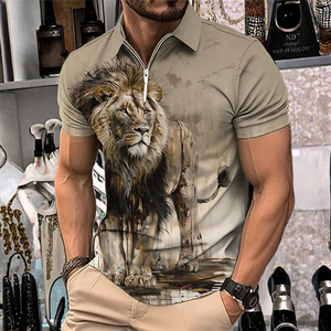 Custom Men's Luxury Floral Tiger Print Shirt Oversized Short Sleeve Breathable Knitted Social Hawaiian Autumn Stand Collar - Product Image 2