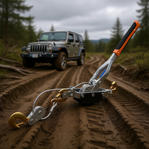 Cabrestante de Servicio Pesado de 5 Toneladas con Cable de Acero, 3 Ganchos, Doble Engranaje, Herramienta de Rescate para Vehículos, Hebillas de Trinquete - Product Image 2