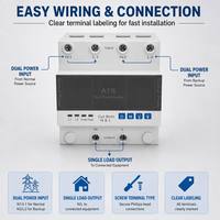 Commutateur de transfert automatique double alimentation Winston LGX-2 ATS à commande MCU 1-63A AC220V 50/60Hz 6kA Monophasé/Triphasé Montage sur rail DIN