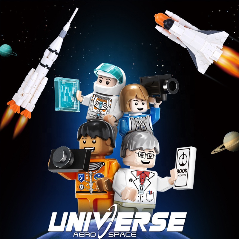 Set De Bloques De Base Espacial Y Cohete – 7 Modelos (6 Pequeños + 1 Grande) Para Exploración Planetaria Y Juego De Roles Creativos