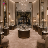 Vitrine de présentation de bijoux et montres de luxe personnalisée Sundo, étanche, avec éclairage LED, en verre, pour l'intérieur des bijouteries - Fabrication en usine