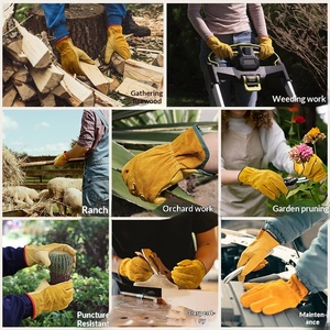 Gants de protection en cuir de vachette tricoté, résistants aux perforations et à l'usure, respirants, pour le jardinage, la plantation et la taille des rosiers - Product Image 2