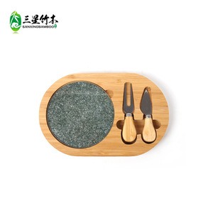 Ensemble plateau à fromage en bambou avec couteau ; plateau à fromage rond en bois d'acacia ; plateau à fromage carré avec tiroir et ensemble de couteaux. - Product Image 3
