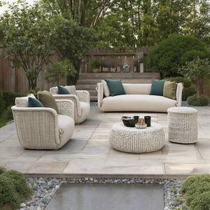 Ensemble de canapé modulaire en aluminium PE carré moderne de <span class=keywords><strong>jardin</strong></span> à l'italienne mobilier d'extérieur en plastique durable pour restaurant - Product Image 1