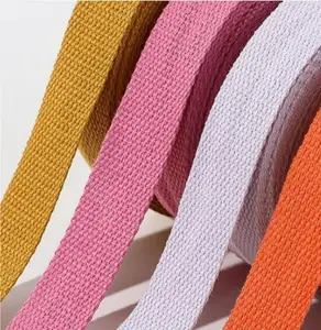 परिधान बैकपैक स्ट्रैप बंडलिंग बेल्ट के लिए निर्माता ठोस रंग कैनवास बद्धी टेप बुना पॉलिएस्टर-कपास बद्धी पट्टा