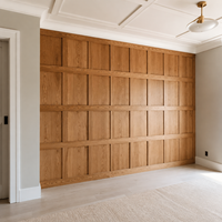 Panneau mural en bois de chêne classique moderne personnalisé, revêtement mural décoratif intérieur pleine hauteur pour villa, hôtel, appartement