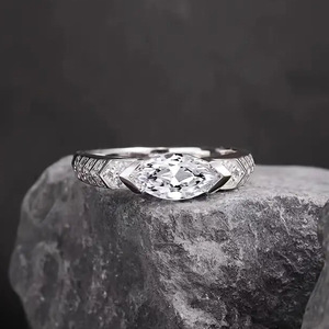 T0952 Women's Marquise Cut Natural Diamond Engagement <b>Ring</b> Classic Style <b>14K</b> White <b>Gold</b> Band - Product Image 4