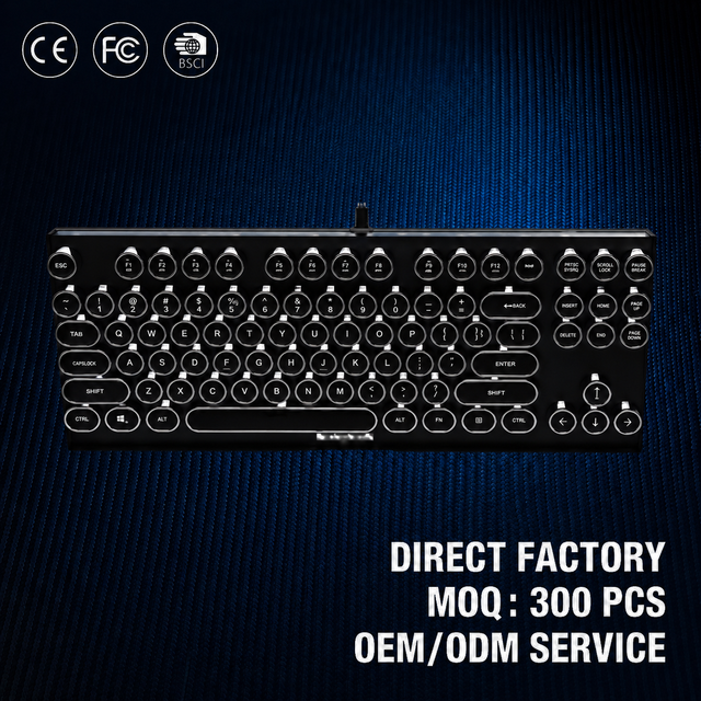 New Wholesale Mechanical Keyboard 2.4Ghz + USB Type-C Dual Mode 87-Key Green Switch Punk Retro Style Plastic Ambidextrous