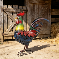 Statue de coq en fer de style campagnard pour décoration extérieure, jardin, pelouse, art paysager