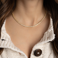 Collier Tennis Moissanite en Argent Sterling 925 Plaqué Or 18K avec Moissanite Sertie Clos de Marge 2mm 3mm