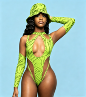 Tenue de Jouvert Métallique Brillante Personnalisée avec Chapeau, Combinaison de Carnaval pour le Lundi et le Mardi, Maillot de Bain Caraïbes, Monokini de Carnaval