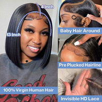 Perruque Lace Front HD Brésilienne, Dentelle Transparente, Cheveux Humains 100% Vierge Remy, Cuticules Alignées, Frontale Droite Naturelle 13x4