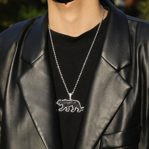 Nouvelle personnalité hommes Hip Hop Animal pendentif glacé <span class=keywords><strong>noir</strong></span> Zircon cubique Cz <span class=keywords><strong>diamant</strong></span> léopard pendentif collier <span class=keywords><strong>bijoux</strong></span> - Product Image 2