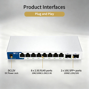 สวิตช์จัดการแบบ Lite 10 พอร์ตใหม่ 10G SFP+ 2.5G Adaptive RJ45 RSTP EEE กำลังไฟต่ำ 80Gbps VLAN LACP QoS สำหรับกล้อง IP เครือข่ายสำนักงาน - Product Image 1