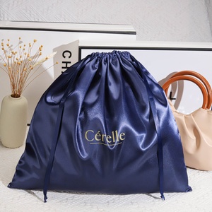 Sac à poussière en satin bleu de luxe avec cordon de serrage, logo personnalisé imprimé, sac cadeau pour chaussures, <span class=keywords><strong>pochette</strong></span> en soie - Product Image 1