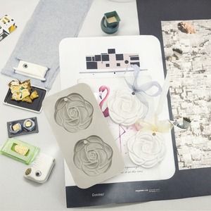 Cổ phiếu nhà máy 2 khoang hoa trà hình dạng Silicone nến khuôn thạch cao hương liệu Tablet bánh công cụ chất lượng cao cấp - Product Image 2