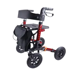 Outdoor Aluminum Rollator walker With Pneumatic Tire All Terrain Walker Rollator With Rubber Tires