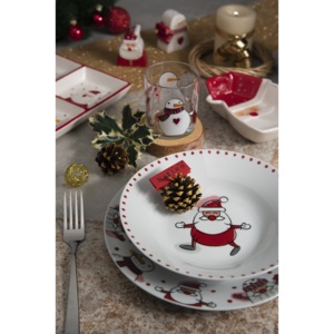 Set di 4 Ciotole in Ceramica a Forma di Pupazzo di Neve Excelsa 168xH45x12,8 cm Bianco e Rosso - Product Image 2