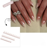 Ongles artificiels en gel souple, 30 pièces, design dégradé haut de gamme, forme amande, à presser, personnalisables 3495