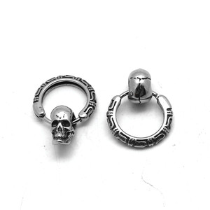 yunnique Skull Stud Earrings Titanium Steel Geometric Design Fashionable Unisex Jewelry Retro European American Style - Product Image 4