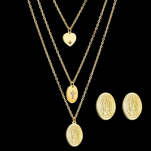 2025 Religiosa María 18K Chapado en oro Collar de acero inoxidable Pendientes Conjunto de joyería Conjuntos de moda para mujer - Product Image 3