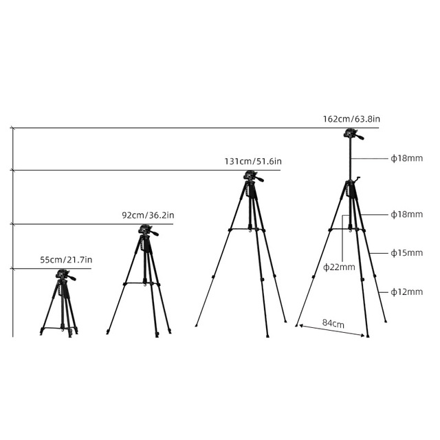 Professional Heavy Duty Video Aluminum Alloy Stand with Head for DSLR for SLR Adjustable Camera Tripod