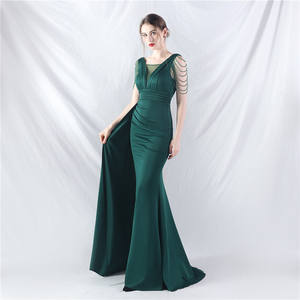 31987 #8 रंग नया साटन कपड़े दबाने की प्रक्रिया और बेडेड शाम की पोशाक - Product Image 1