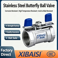Válvula de bola de acero inoxidable de alta temperatura con conexión de rosca de sellado de PTFE para agua DN8-DN25, 1 unidad