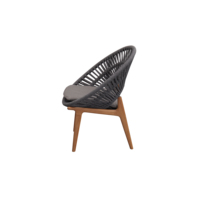 Fauteuils de jardin en aluminium courbé avec cadre en coquille, pour hôtel de luxe, patio, café, restaurant, chaise de salle à manger en bois de teck et corde tressée