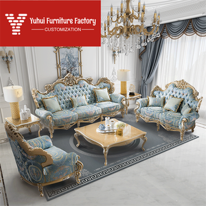 أريكة فاخرة على الطراز الفرنسي الإمبراطوري، طقم أريكة منحوتة يدويًا للفيلات الراقية بأسلوب نيوكلاسيكي لغرفة المعيشة - Product Image 1