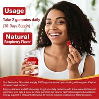 Gummies de berbérine 2000mg Marque Blanche avec Cannelle de Ceylan, Chardon-Marie, Curcuma pour le Métabolisme, le Soutien Immunitaire et Antioxydant, Sans Sucre, pour Adultes