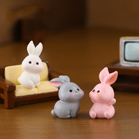 Figurines miniatures de lapins en résine, petits animaux lapins, ornements de jardin féerique et de paysage en mousse, modèle peint à la main pour remplissage de Pâques