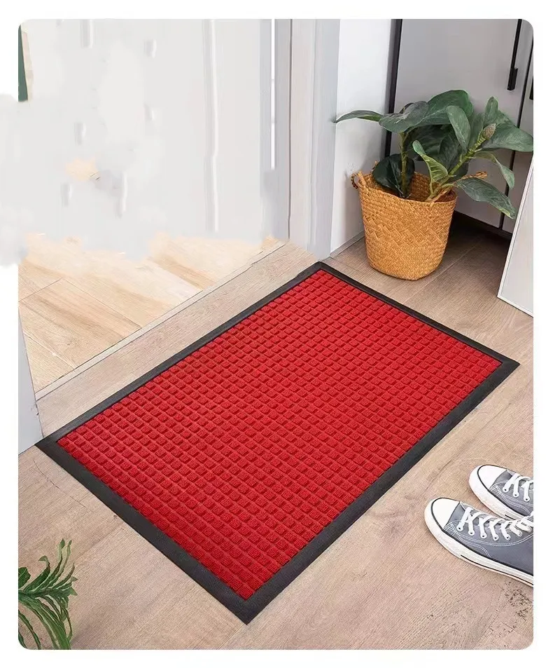 Commercial carpet anti slip rug welcome customized rubber backed Polyester pp Plain doormat for home entrance Door floor Mat