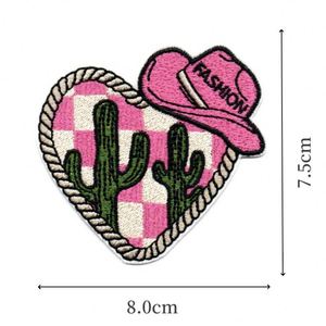 New Hot Iron on Embroidered Checkered Heart <b>Black</b> Pinh Patch for Hat Hoodies Decoration - Product Image 4